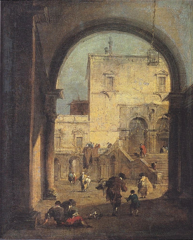Veduta di una piazza e di un palazzo - The Hermitage, St. Petersburg